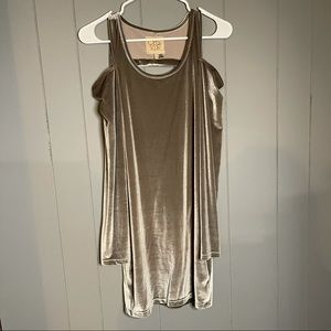 Chaser Brand Velvet Grey Open Shoulder Dress